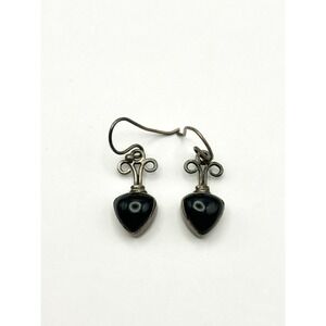 Vintage Black Onyx Sterling Silver Earrings